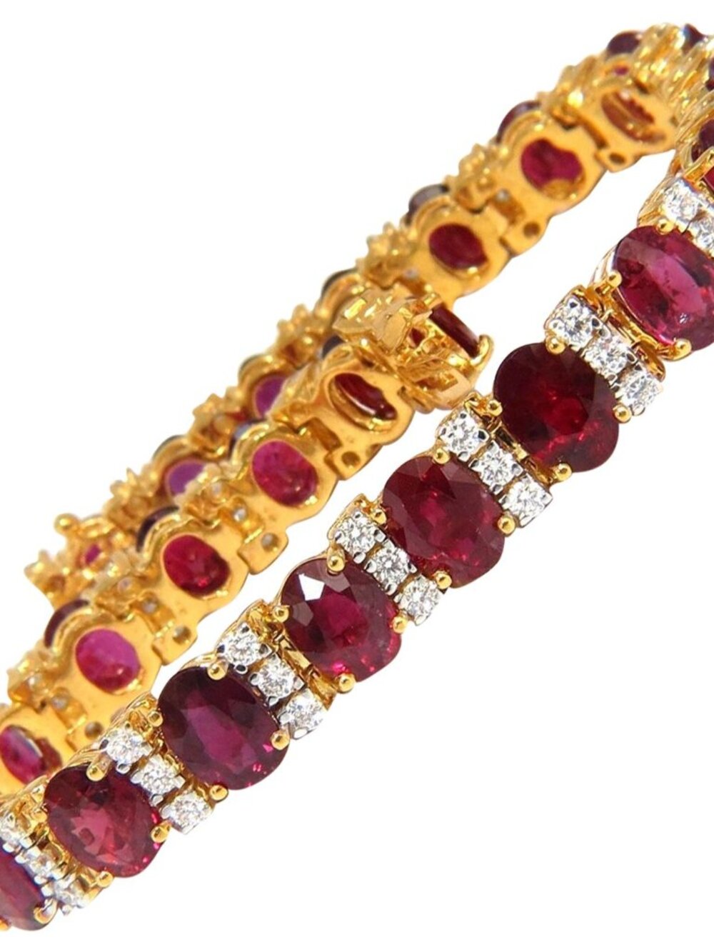 21.86ct NATURAL FINE VIVID RED RUBY DIAMONDS TENNIS BRACELET CLASSIC 14kt*